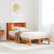vidaXL Säng med bokhylla utan madrass vaxbrun 90x190 cm massiv trä