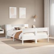 vidaXL Säng med bokhylla utan madrass vit 140x200cm massiv furu