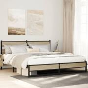 vidaXL Sängram utan madrass metall sonoma-ek 200x200 cm
