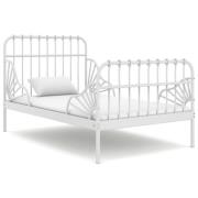 vidaXL Utdragbar sängram vit metall 80x130/200 cm