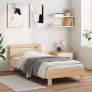 vidaXL Sängram utan madrass med huvudgavel sonoma-ek 75x190 cm