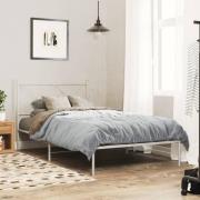 vidaXL Sängram med huvudgavel metall vit 107x203 cm