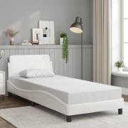 vidaXL Sängram med huvudgavel vit 90x200 cm konstläder