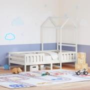 vidaXL Sängram med tak vit 100x200 cm massiv furu