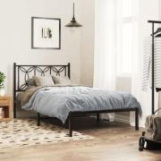 vidaXL Sängram med huvudgavel metall svart 107x203 cm