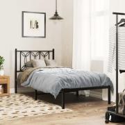vidaXL Sängram med huvudgavel metall svart 75x190 cm