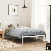 vidaXL Sängram med huvudgavel metall vit 107x203 cm