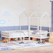 vidaXL Dagbänk med bänk och tak vit 90x200 cm massiv furu