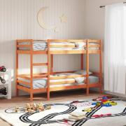 vidaXL Våningssäng vaxad brun 75x190 cm massiv furu