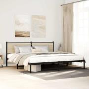 vidaXL Sängram utan madrass metall sonoma-ek 193x203 cm