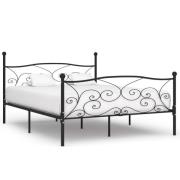 vidaXL Sängram utan madrass med ribbotten svart metall 200x200 cm