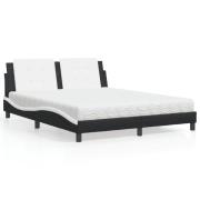 vidaXL Bed with Mattress "Zadar" Black and White 160x200 cm Faux Leath...