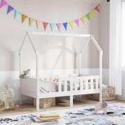 vidaXL Barnsäng med husram vit 80x160 cm massiv furu