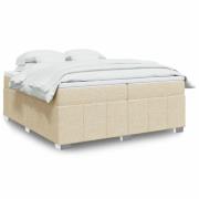 vidaXL Ramsäng med madrass gräddvit 200x200 cm tyg