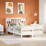 vidaXL Sängram utan madrass vit 150x200 cm massiv furu