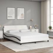 vidaXL Bed Frame "Dover" White&Black 160x200 cm Faux Leather
