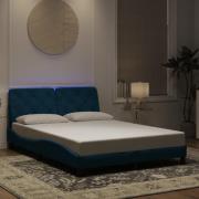 vidaXL Bed Frame with LED without Mattress Blue 140x200 cm Velvet