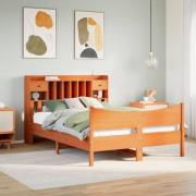 vidaXL Sängram utan madrass vaxbrun 160x200 cm massiv furu