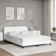 vidaXL Sängram med huvudgavel vit 140x190 cm konstläder
