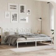 vidaXL Sängram med huvudgavel metall vit 200x200 cm