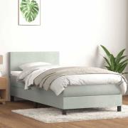 vidaXL Ramsäng med madrass ljusgrå 90x210 cm sammet