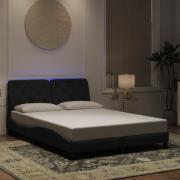vidaXL Bed Frame with LED without Mattress Black 140x200 cm Velvet