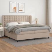 vidaXL Ramsäng med bäddmadrass cappuccino 200x200 cm konstläder