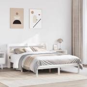 vidaXL Sängram utan madrass vit 140x190 cm massiv furu