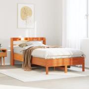 vidaXL Sängram utan madrass vaxbrun 120x190 cm massiv furu