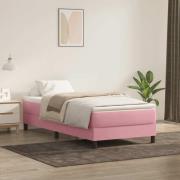 vidaXL Resårsäng med madrass rosa 90x220 cm sammet