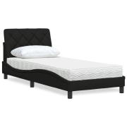 vidaXL Säng med madrass svart 90x190 cm tyg