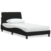 vidaXL Säng med madrass svart 100x200 cm tyg