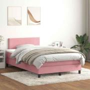 vidaXL Ramsäng med madrass rosa 120x220 cm sammet