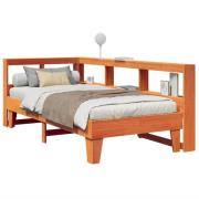 vidaXL Säng med bokhylla utan madrass vaxbrun 75x190 cm massiv furu