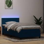 vidaXL Resårsäng med madrass mörkblå 90x220 cm sammet