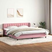 vidaXL Resårsäng med resårmadrasser rosa 200x210 cm sammet