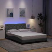 vidaXL Bed Frame with LED without Mattress Light Grey 140x190 cm Fabri...