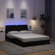 vidaXL Sängram med LED utan madrass svart 140x190 cm tyg