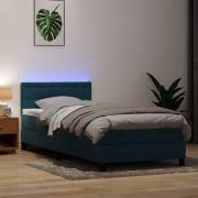 vidaXL Resårsäng med madrass mörkblå 90x220 cm sammet