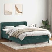 vidaXL Ramsäng med madrass mörkgrönt 140x210 cm sammet