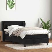 vidaXL Ramsäng med madrass svart 80x220 cm sammet