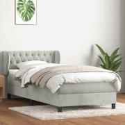 vidaXL Ramsäng med madrass ljusgrå 90x210 cm sammet