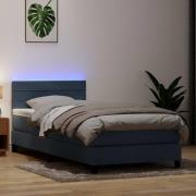 vidaXL Resårsäng med madrass mörkgrå 90x220 cm sammet