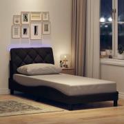 vidaXL Bed Frame with LED without Mattress Dark Brown 90x200 cm Fabric