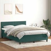 vidaXL Ramsäng med madrass mörkgrönt 140x210 cm sammet