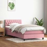 vidaXL Ramsäng med madrass rosa 100x220 cm sammet