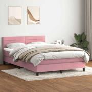 vidaXL Ramsäng med madrass rosa 140x220 cm sammet