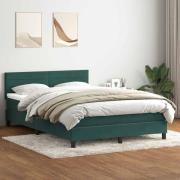 vidaXL Ramsäng med madrass mörkgrön 140x220 cm sammet