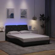 vidaXL Sängram med LED utan madrass mörkgrå 140x200 cm tyg