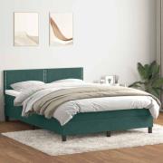 vidaXL Ramsäng med madrass mörkgrön 140x220 cm sammet